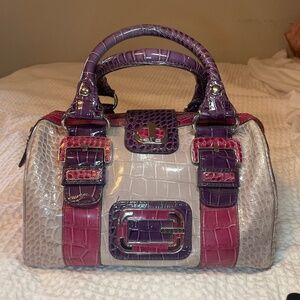 Guess Croc Embossed Satchel | Colorblock Pink & Purple | Y2K Style